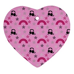 Music Stars Rose Pink Ornament (heart) by snowwhitegirl