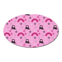 Music Stars Rose Pink Oval Magnet by snowwhitegirl