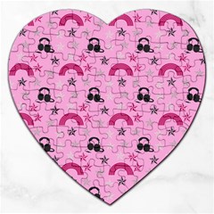 Music Stars Rose Pink Jigsaw Puzzle (heart) by snowwhitegirl