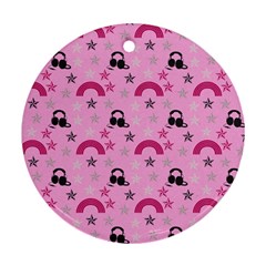 Music Stars Rose Pink Round Ornament (two Sides) by snowwhitegirl