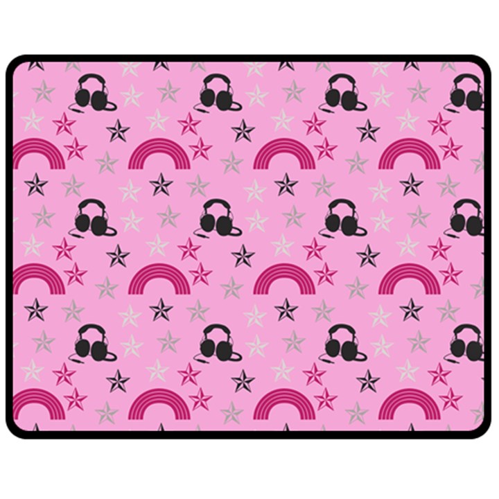 Music Stars Rose Pink Fleece Blanket (Medium) 