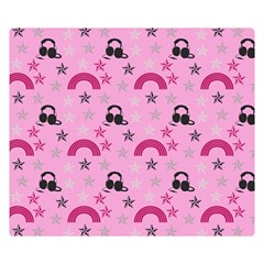 Music Stars Rose Pink Double Sided Flano Blanket (small)  by snowwhitegirl