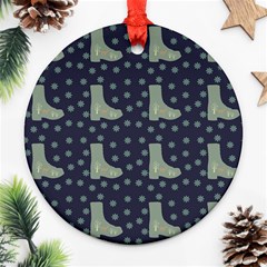 Blue Boots Round Ornament (two Sides) by snowwhitegirl