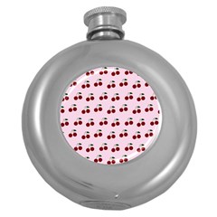 Pink Cherries Round Hip Flask (5 Oz) by snowwhitegirl