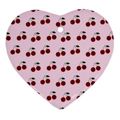 Pink Cherries Heart Ornament (two Sides) by snowwhitegirl