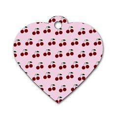 Pink Cherries Dog Tag Heart (two Sides) by snowwhitegirl