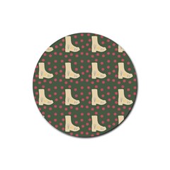 Green Boot Rubber Coaster (round)  by snowwhitegirl