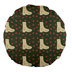 Green Boot Large 18  Premium Round Cushions by snowwhitegirl