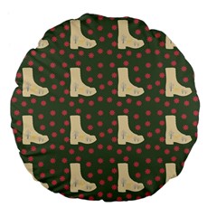 Green Boot Large 18  Premium Flano Round Cushions by snowwhitegirl