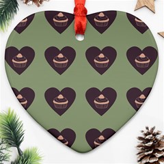 Cupcake Green Ornament (Heart)