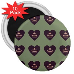 Cupcake Green 3  Magnets (10 pack) 