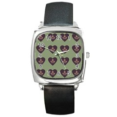 Cupcake Green Square Metal Watch