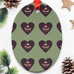 Cupcake Green Oval Ornament (Two Sides)