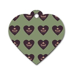 Cupcake Green Dog Tag Heart (Two Sides)