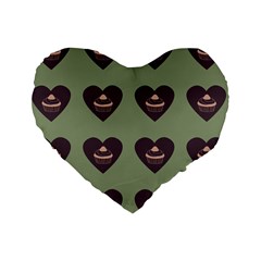 Cupcake Green Standard 16  Premium Heart Shape Cushions