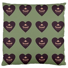 Cupcake Green Large Flano Cushion Case (one Side) by snowwhitegirl