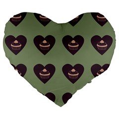 Cupcake Green Large 19  Premium Flano Heart Shape Cushions by snowwhitegirl