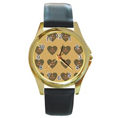 Cupcake Pumpkin Orange Grey Round Gold Metal Watch by snowwhitegirl