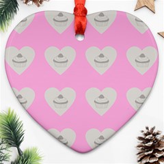 Cupcake Pink Grey Ornament (heart) by snowwhitegirl