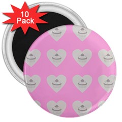 Cupcake Pink Grey 3  Magnets (10 Pack)  by snowwhitegirl