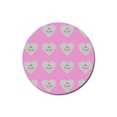 Cupcake Pink Grey Rubber Coaster (round)  by snowwhitegirl