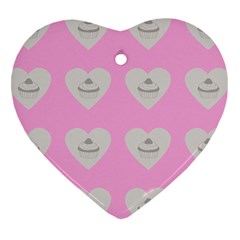 Cupcake Pink Grey Heart Ornament (two Sides) by snowwhitegirl