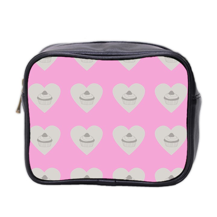 Cupcake Pink Grey Mini Toiletries Bag 2-Side