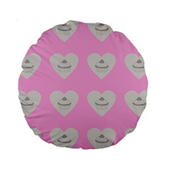 Cupcake Pink Grey Standard 15  Premium Round Cushions by snowwhitegirl