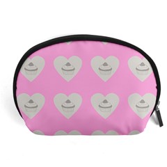 Cupcake Pink Grey Accessory Pouches (large)  by snowwhitegirl