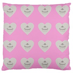 Cupcake Pink Grey Large Flano Cushion Case (one Side) by snowwhitegirl