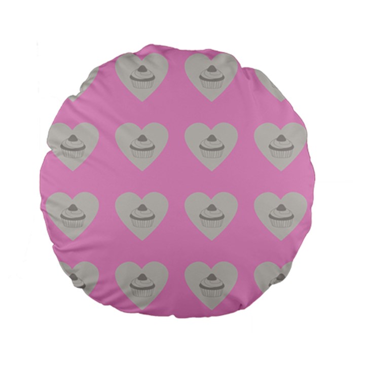 Cupcake Pink Grey Standard 15  Premium Flano Round Cushions