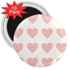 Cupcake White Pink 3  Magnets (10 Pack)  by snowwhitegirl