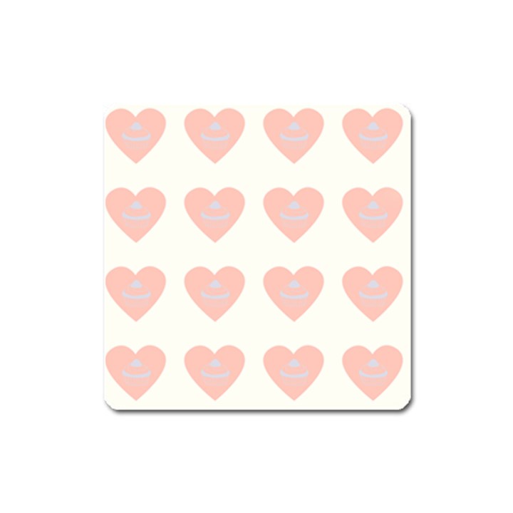 Cupcake White Pink Square Magnet