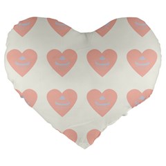 Cupcake White Pink Large 19  Premium Flano Heart Shape Cushions by snowwhitegirl