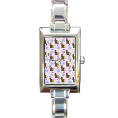 Outside Brown Cats Rectangle Italian Charm Watch by snowwhitegirl