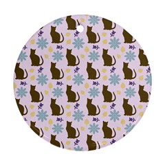 Outside Brown Cats Round Ornament (two Sides) by snowwhitegirl