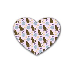 Outside Brown Cats Rubber Coaster (heart) 