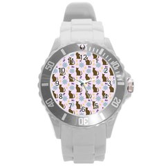 Outside Brown Cats Round Plastic Sport Watch (l) by snowwhitegirl