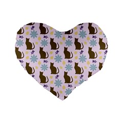 Outside Brown Cats Standard 16  Premium Heart Shape Cushions by snowwhitegirl