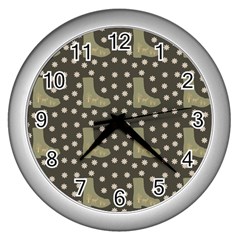 Charcoal Boots Wall Clocks (Silver) 