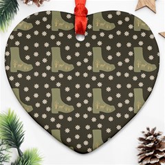 Charcoal Boots Heart Ornament (Two Sides)