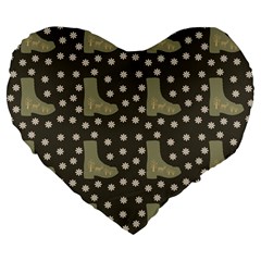 Charcoal Boots Large 19  Premium Flano Heart Shape Cushions