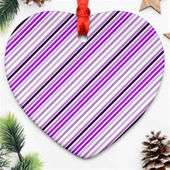 Purple Diagonal Lines Ornament (heart) by snowwhitegirl