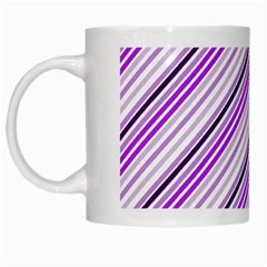 Purple Diagonal Lines White Mugs by snowwhitegirl