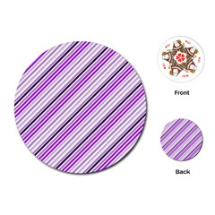 Purple Diagonal Lines Playing Cards (round)  by snowwhitegirl