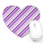 Purple Diagonal Lines Heart Mousepads Front