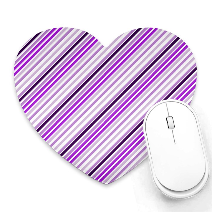 Purple Diagonal Lines Heart Mousepads