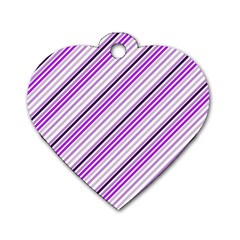 Purple Diagonal Lines Dog Tag Heart (two Sides) by snowwhitegirl