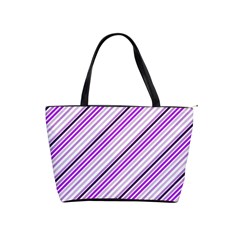 Purple Diagonal Lines Shoulder Handbags by snowwhitegirl