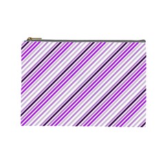 Purple Diagonal Lines Cosmetic Bag (large)  by snowwhitegirl